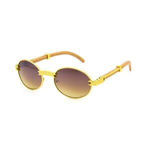 Men Sunglasses Brown Lens Oval Gold Frame Street‎ Wear Light Weight Lentes New